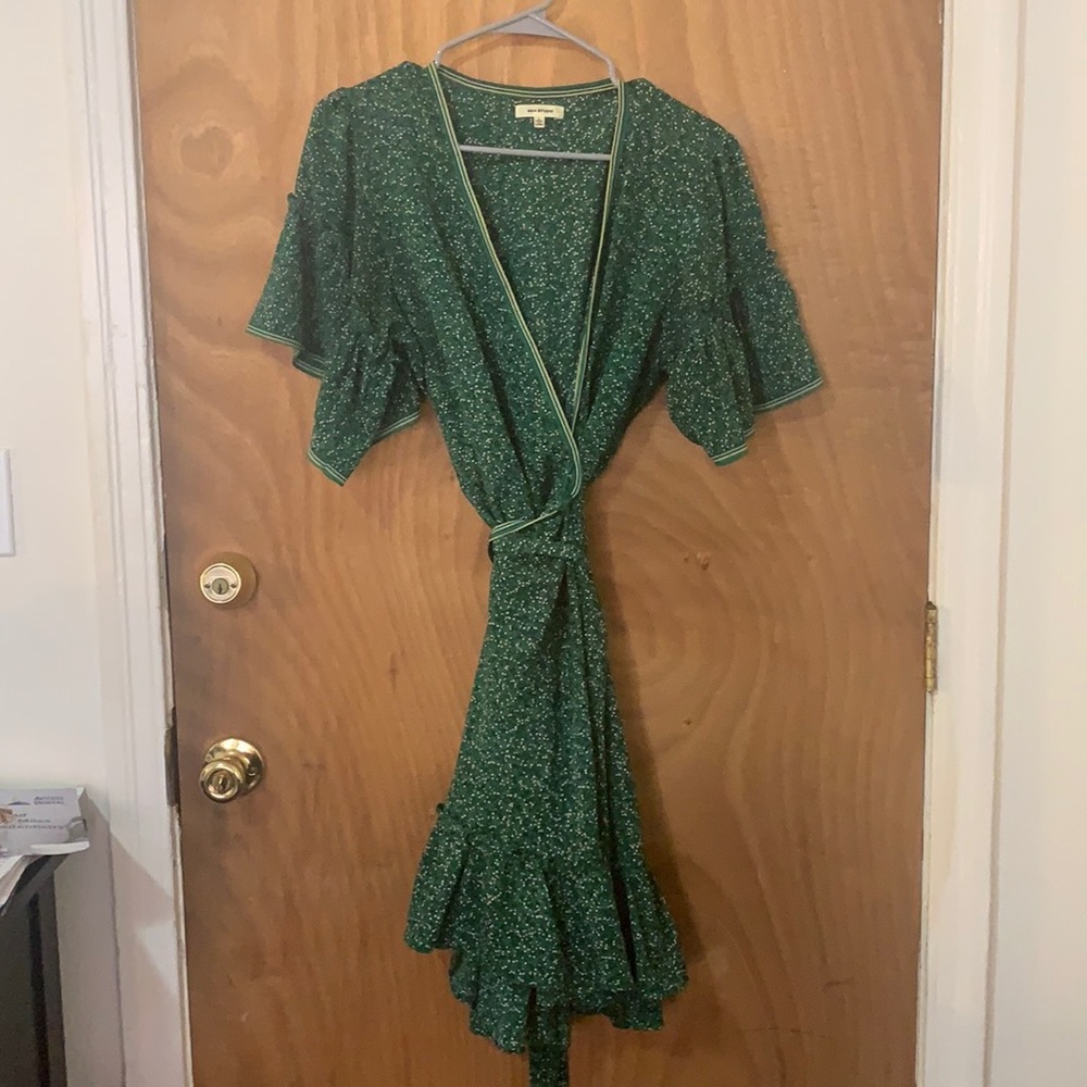 Green Floral Wrap Dress!